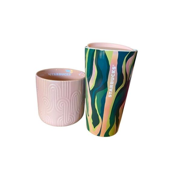 Starbucks lot of  2 spring 2024, ceramic mug, and Tumbler 12/14 ounce  - Picture 1 of 9